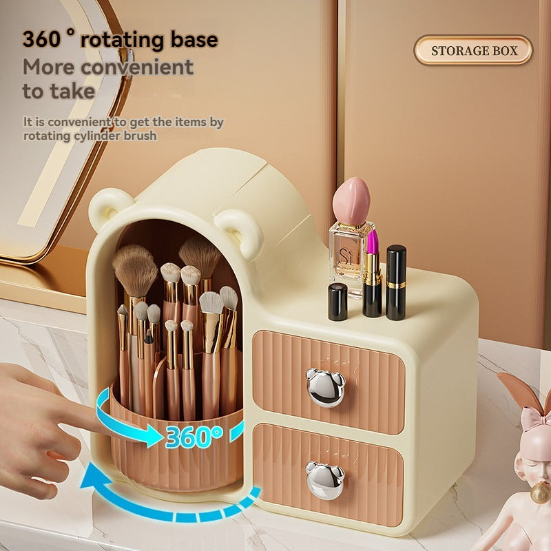 Elegant Makeup Organizer with Dual Drawers and Multiple Compartments