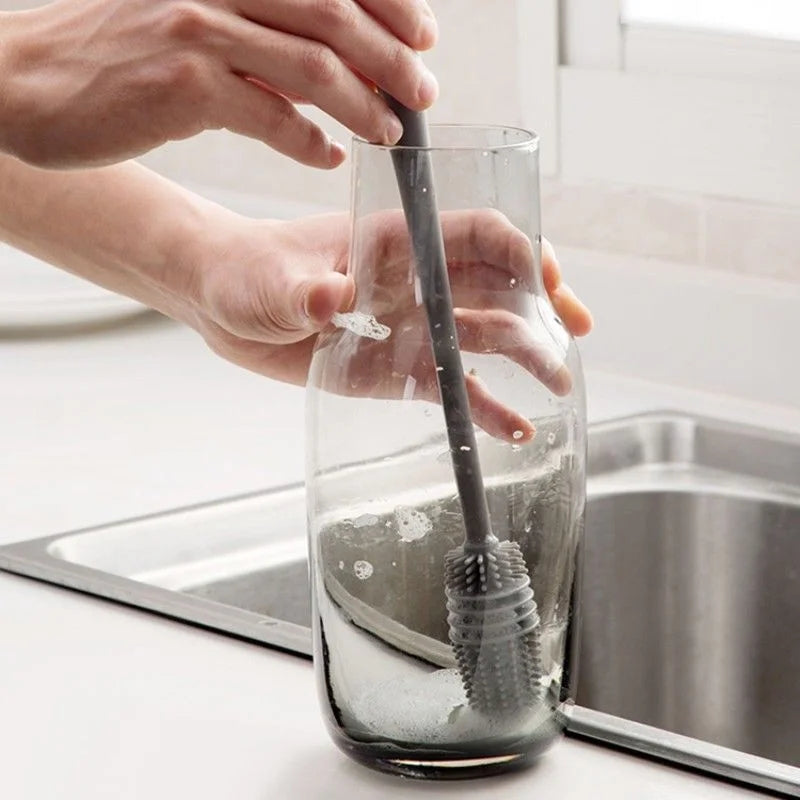 Silicone long handle cup brush